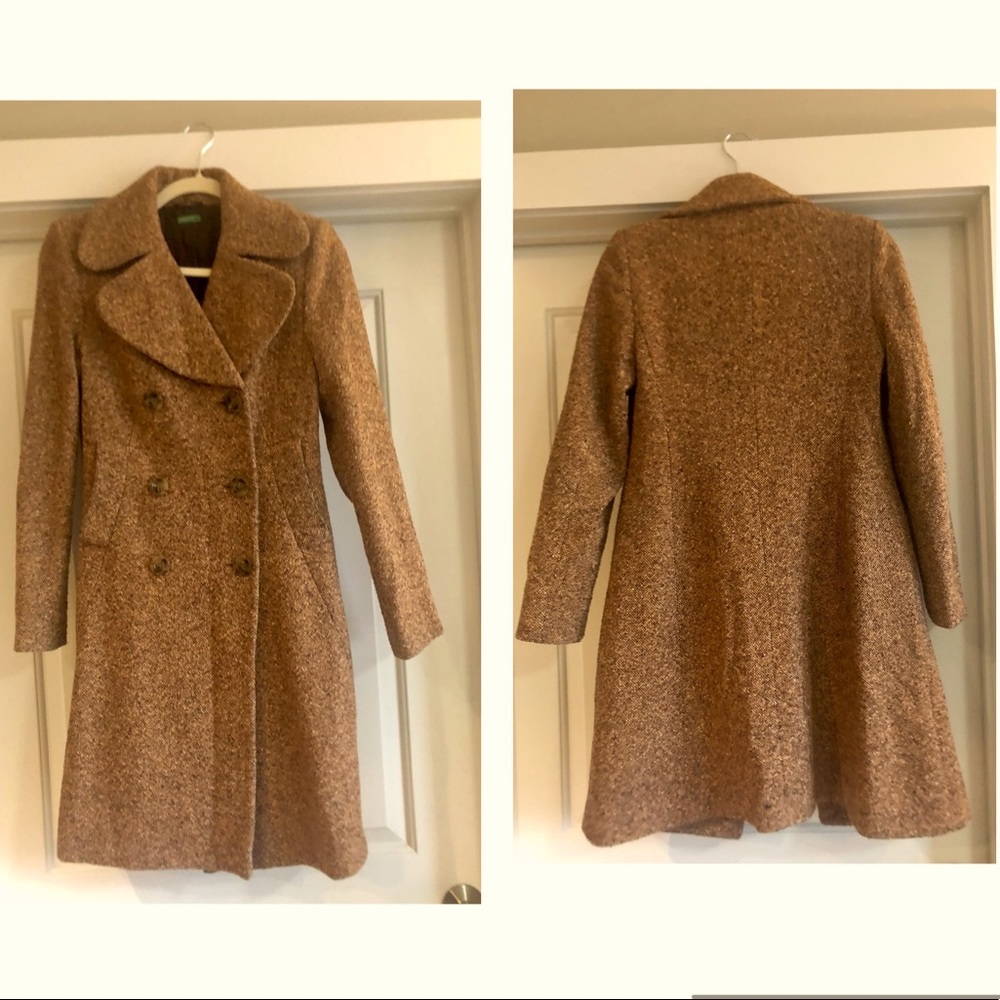 Vintage Tweed Benetton Topper Coat Sz 38